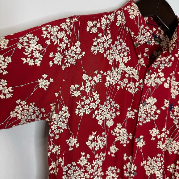 Ralph Lauren Classic Fit Short Sleeve Button Down Red Floral Shirt Youth XL - Picture 5 of 8